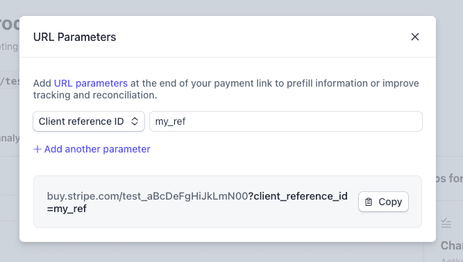 Add parameters to Stripe payment links