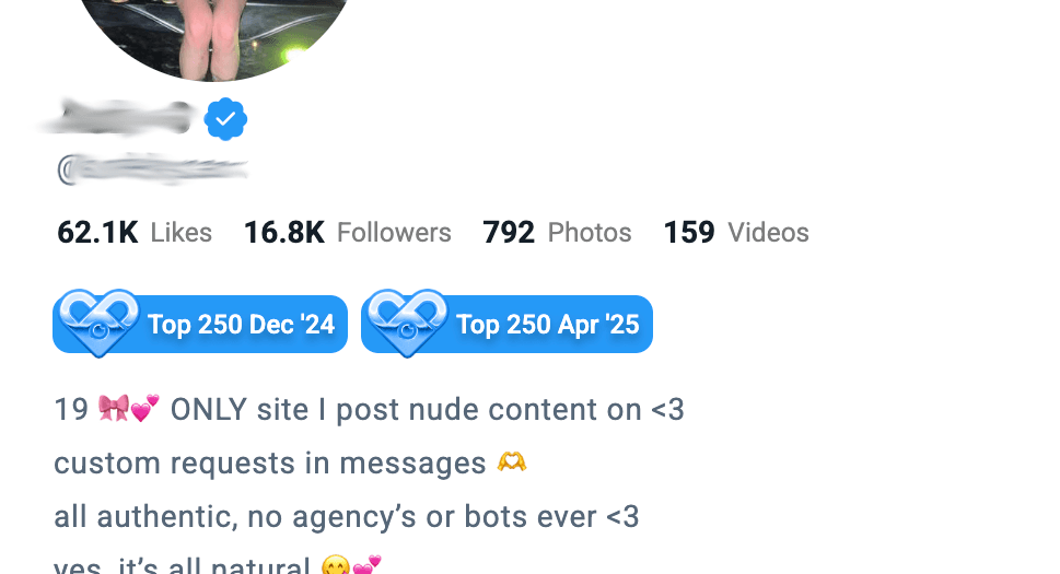 A typical creator profile, listed as copyright owner on the complaints
