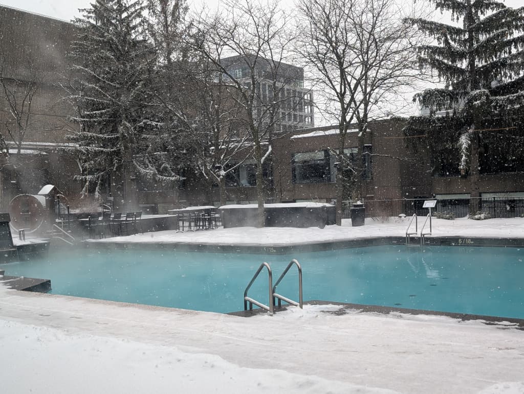 Rooftop pool in the snow
