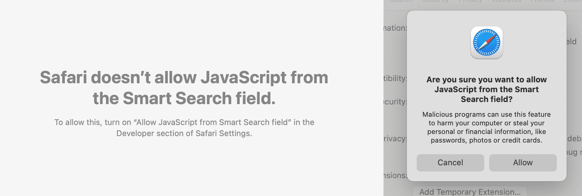 Safari security settings