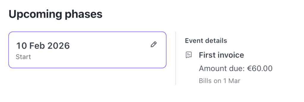 Billing scheduled successfully