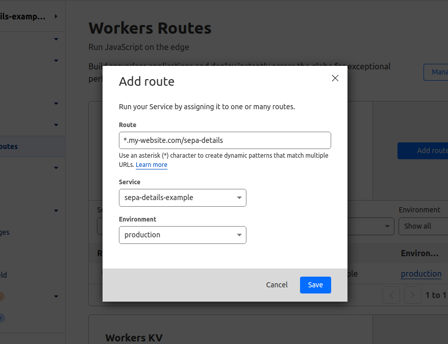 Add route and worker to Cloudflare