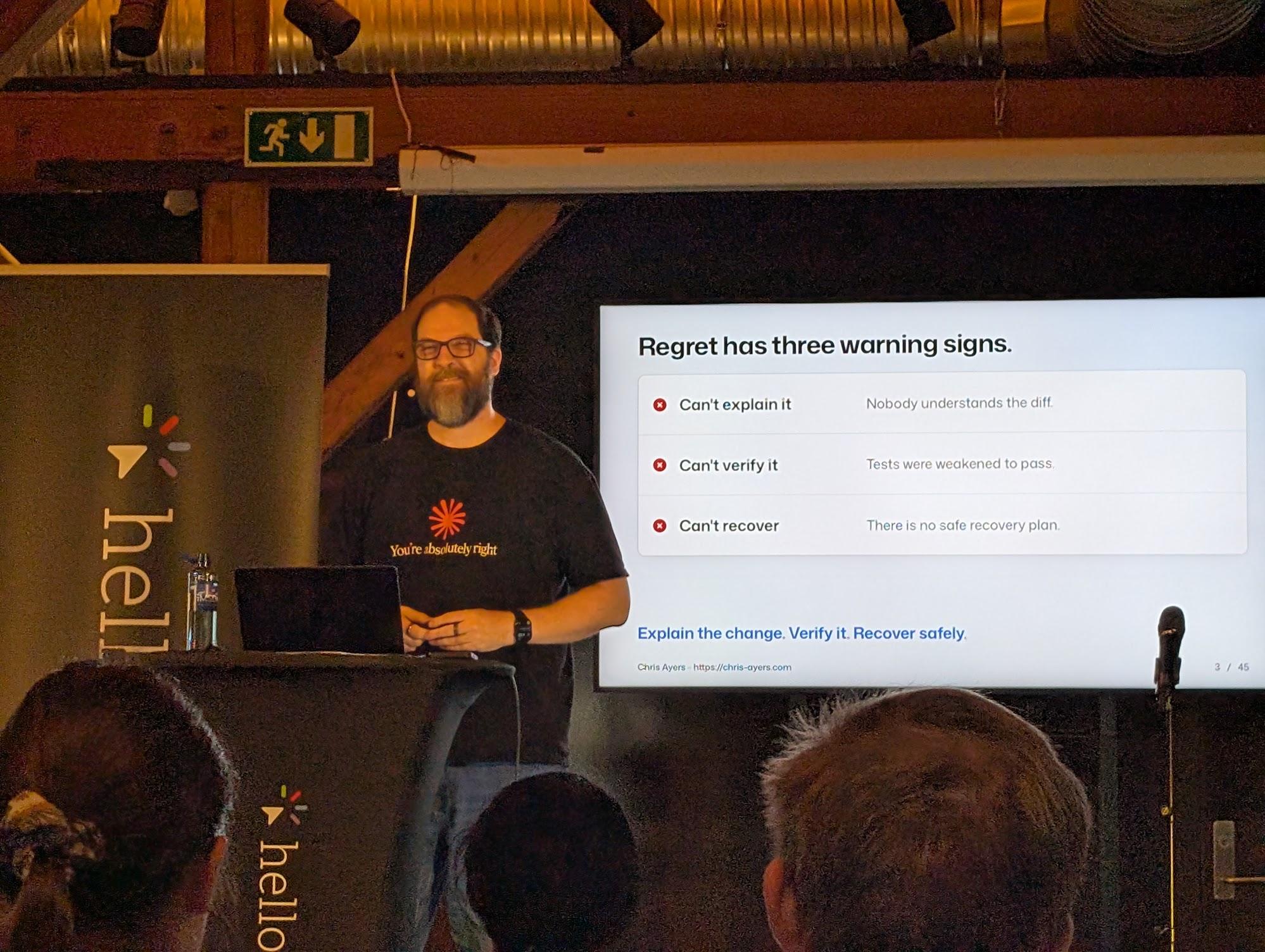 Slide reading: Regret has three warning signs