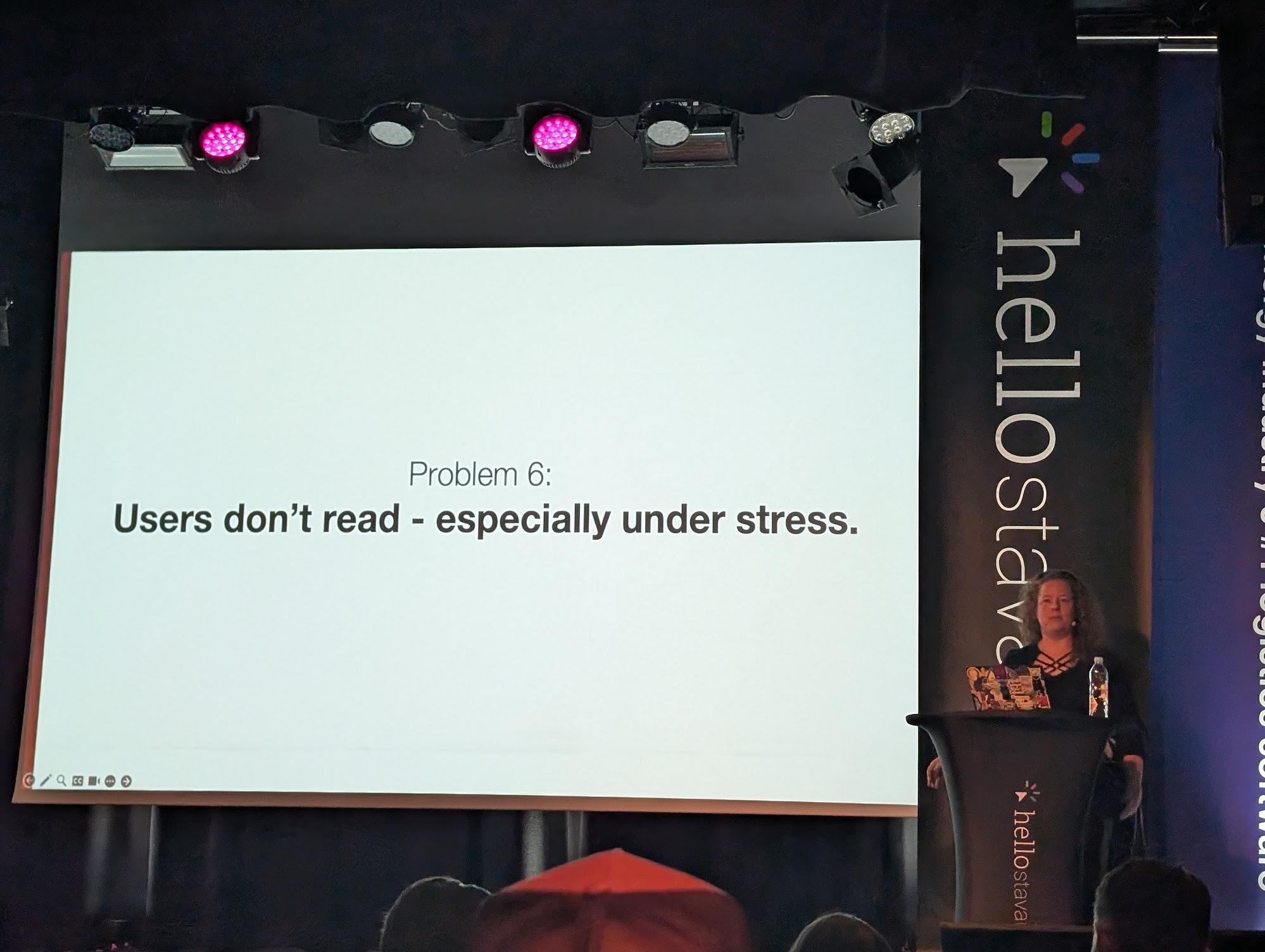 Slide reading: Users don't read - especially under stress