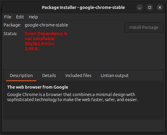 Depending is not satisfiable: libglib2.0-0