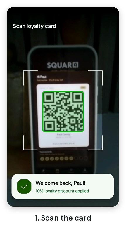 The S700 camera scanner with a green box around a QR code and a 'Welcome back, Paul!' toast